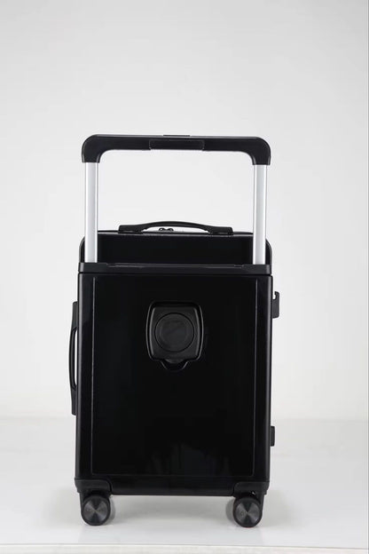 Ergonomic handle black carry-on luggage