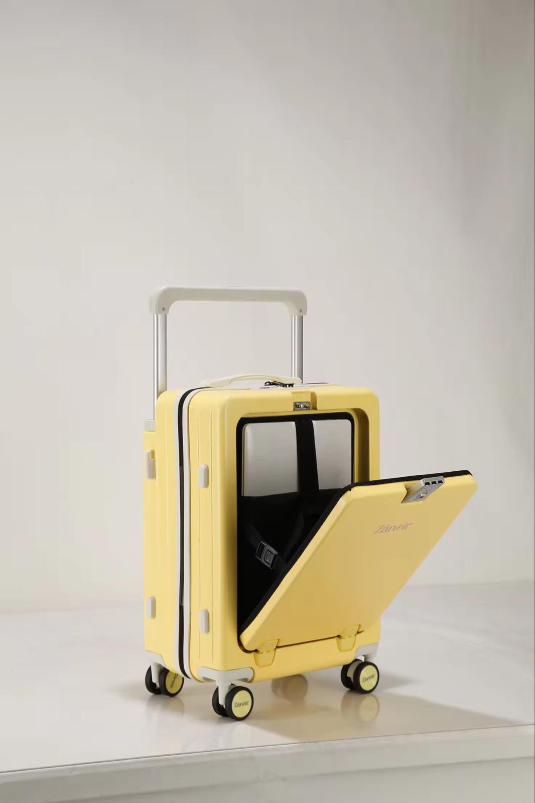 Yellow travel suitcase with laptop compartment