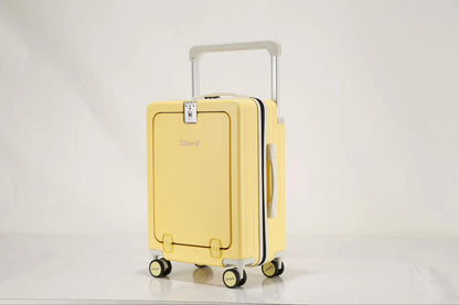 Stylish yellow carry-on suitcase for smart travelers