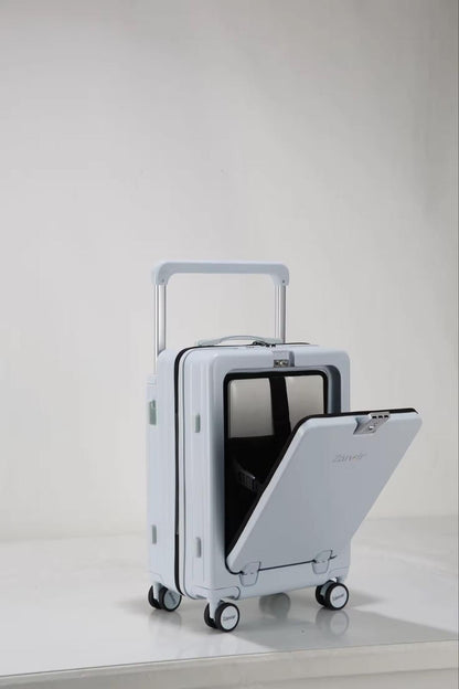 Blue travel suitcase with laptop compartment