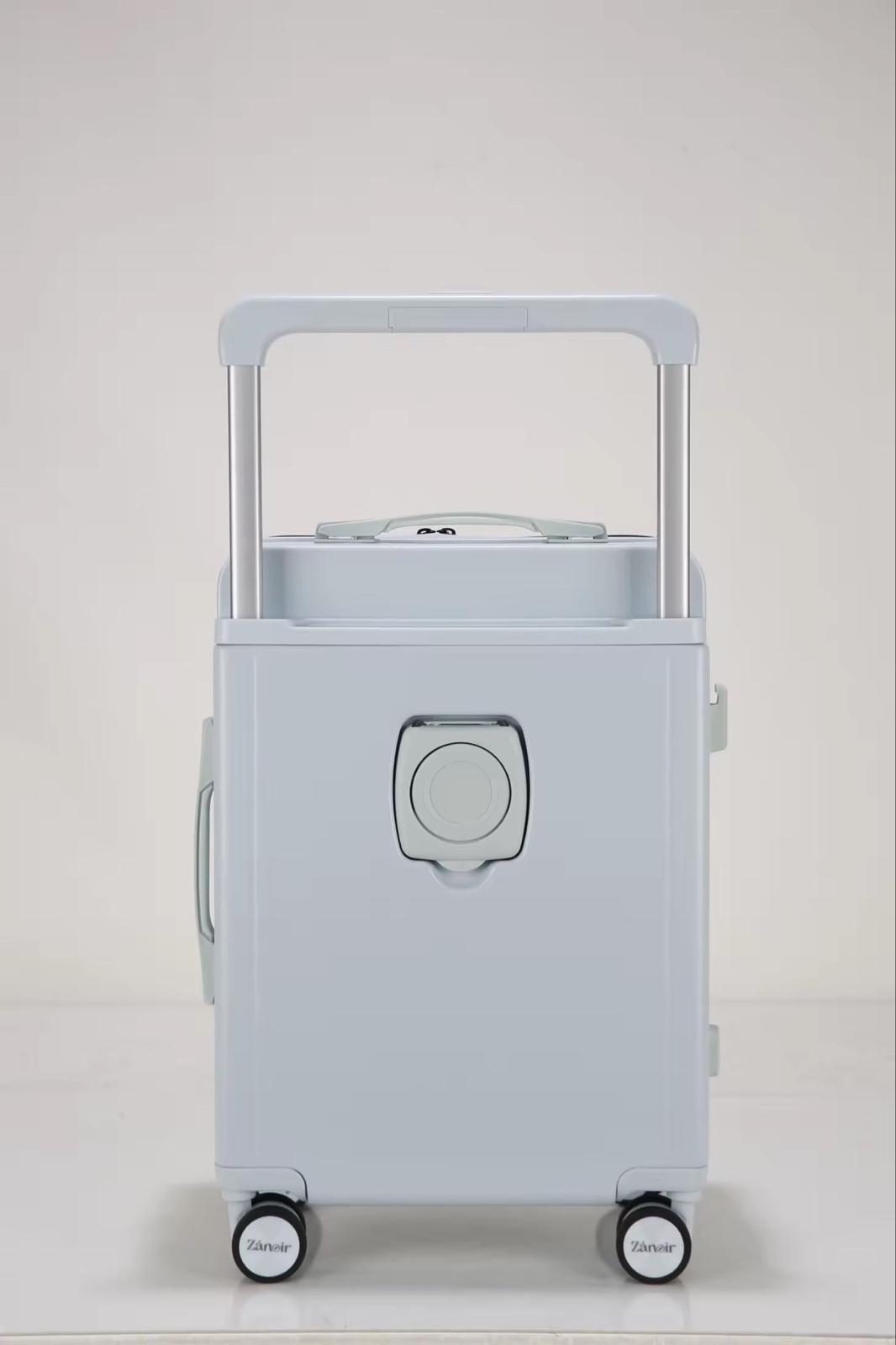 Ergonomic handle ocean blue carry-on luggage