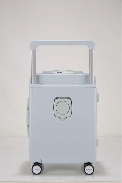 Ergonomic handle ocean blue carry-on luggage