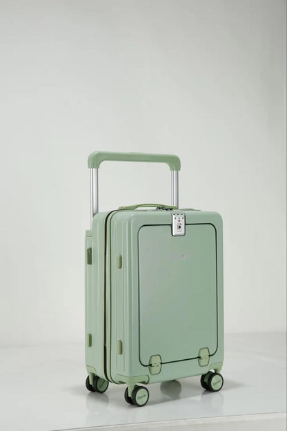 Forest green carry-on suitcase with durable hardcase