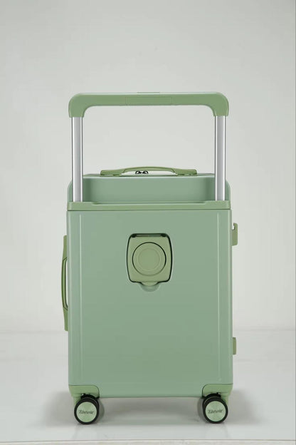 Ergonomic handle forest green carry-on luggage