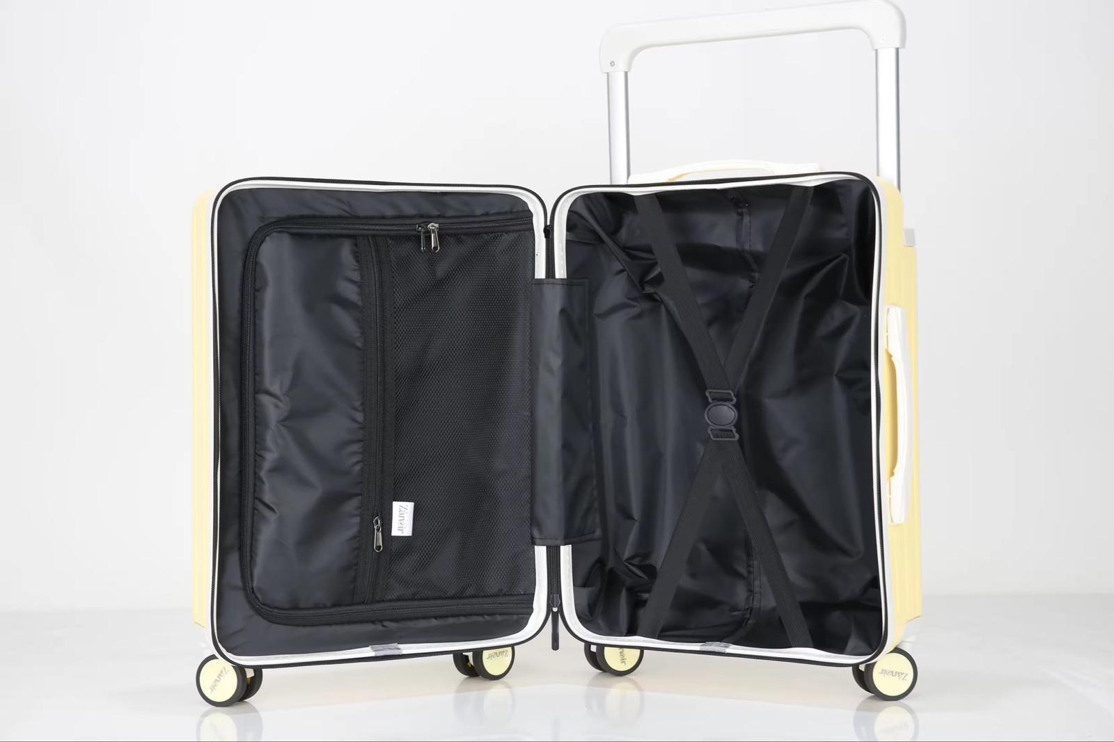 Interior view of sunrise yellow hardcase carry-on suitcase