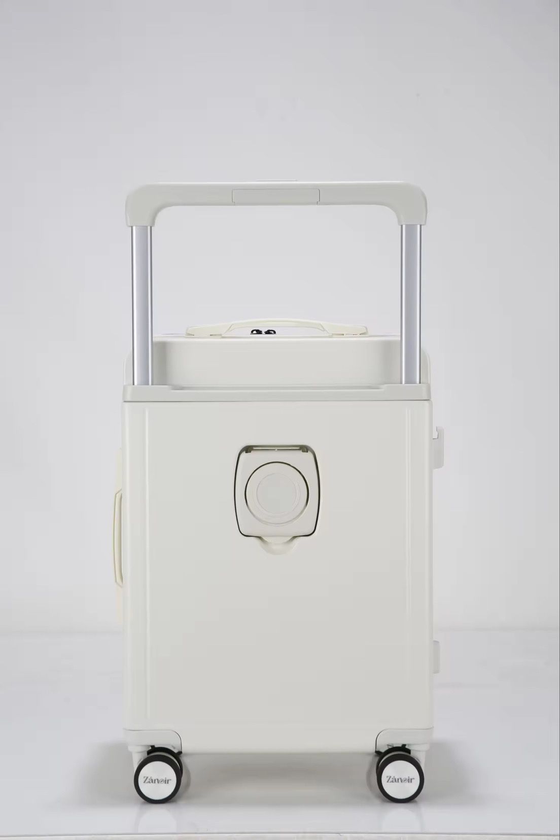 Ergonomic handle white carry-on luggage