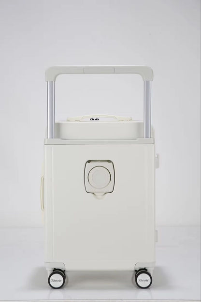 Ergonomic handle white carry-on luggage