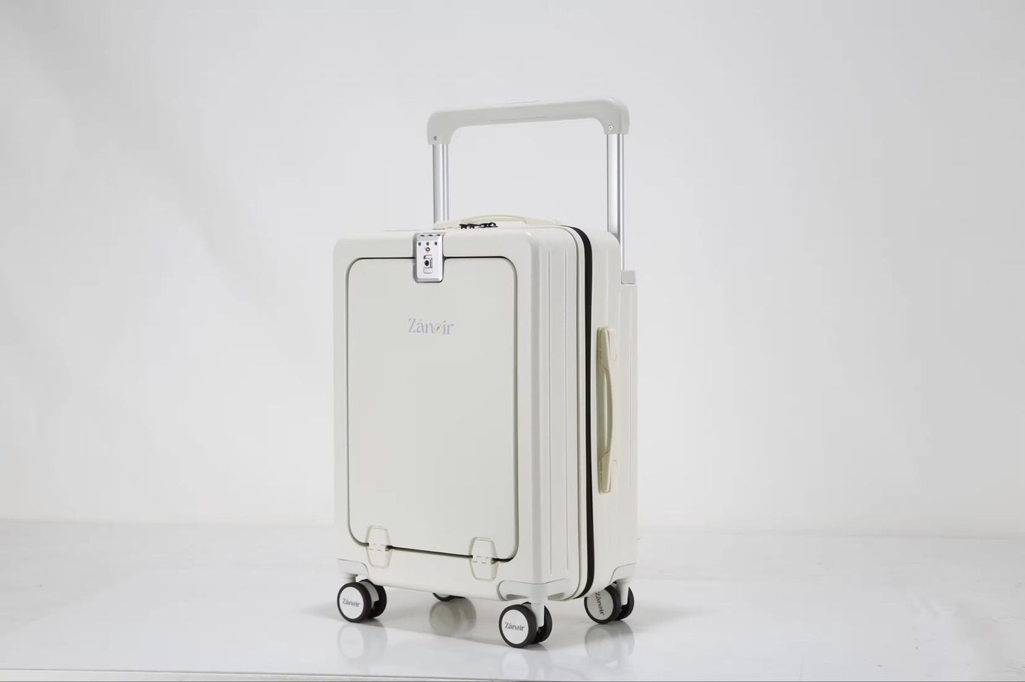 Stylish white carry-on suitcase for smart travelers