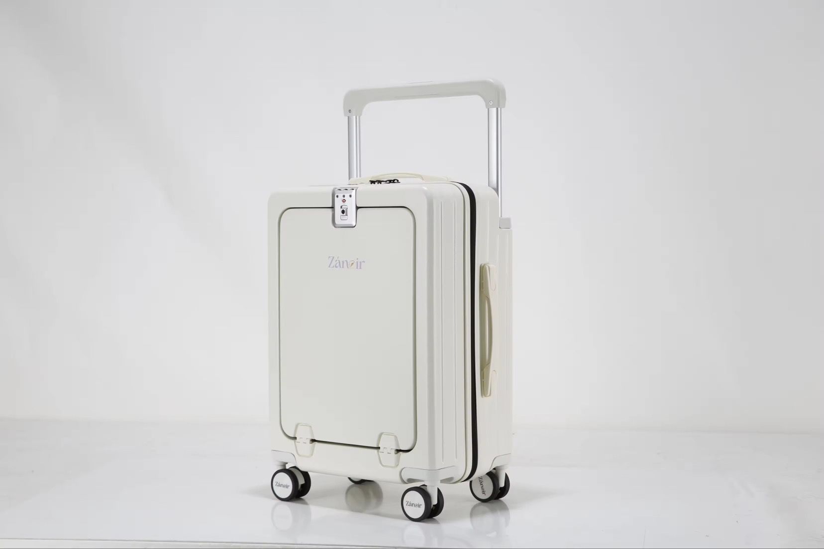 Stylish white carry-on suitcase for smart travelers