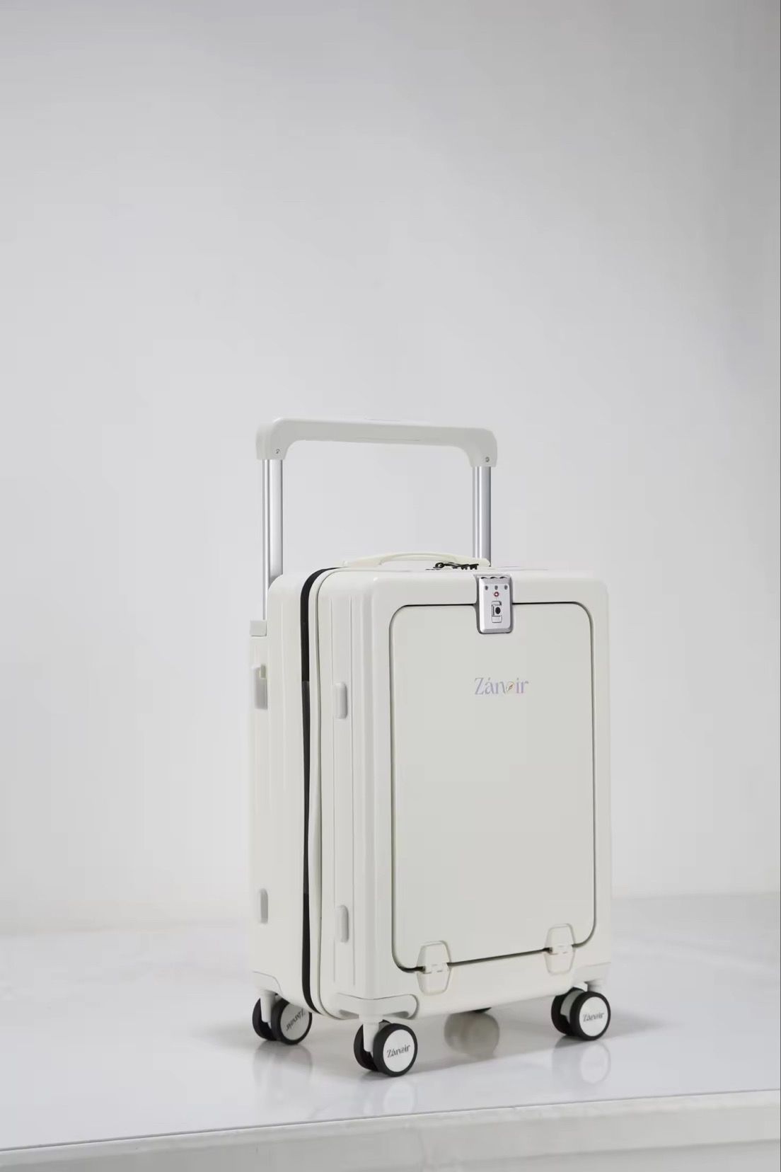 Polar White carry-on suitcase with durable hardcase