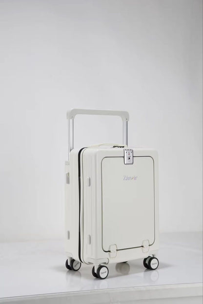 Polar White carry-on suitcase with durable hardcase